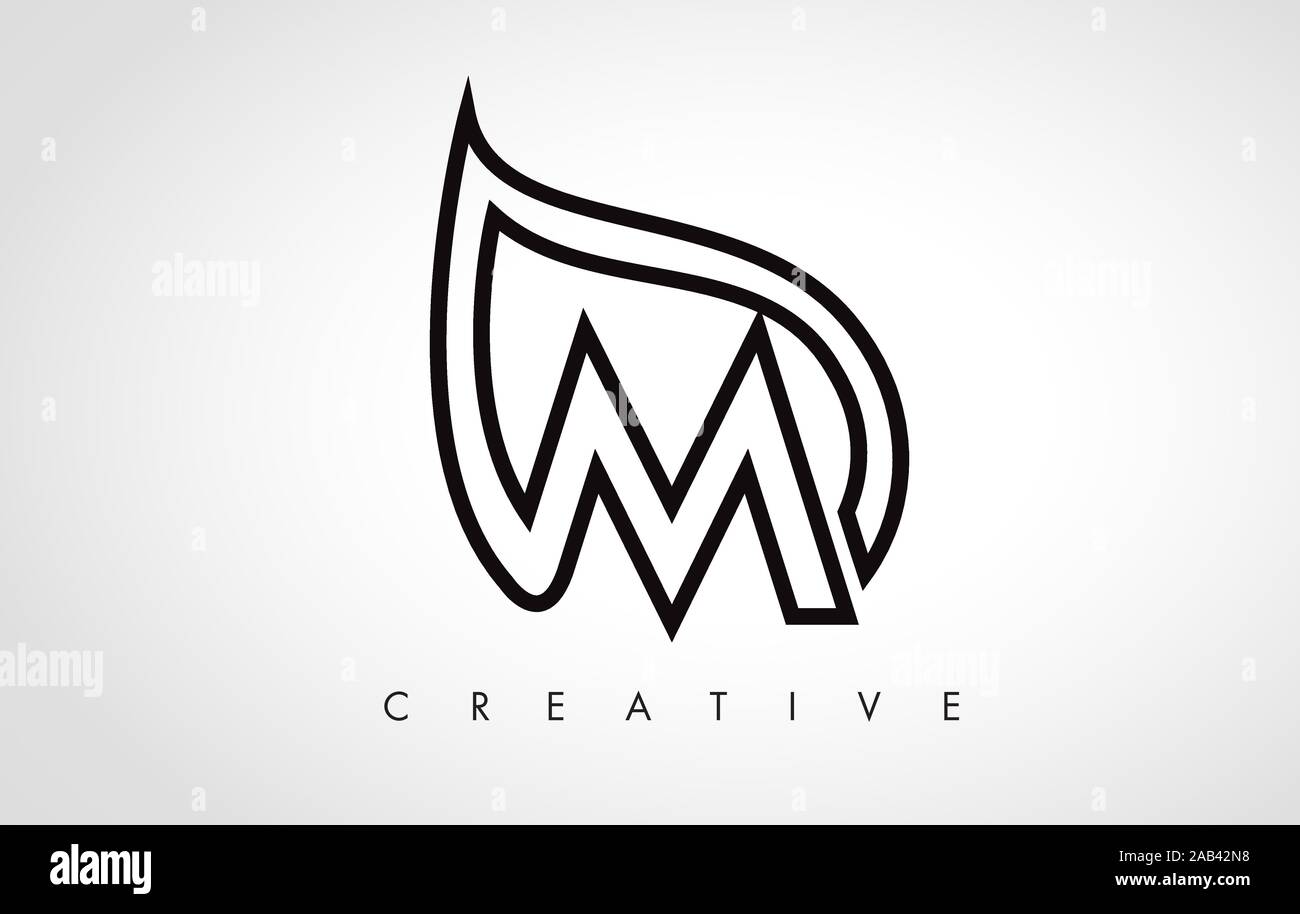 M Leaf Logo Letter Design with Leaf Outline Vector Illustration Stock ...