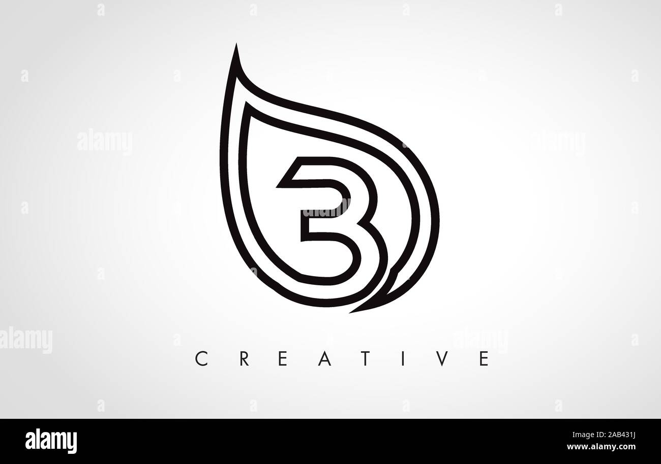 B Leaf Logo Letter Design with Leaf Outline Vector Illustration Stock ...