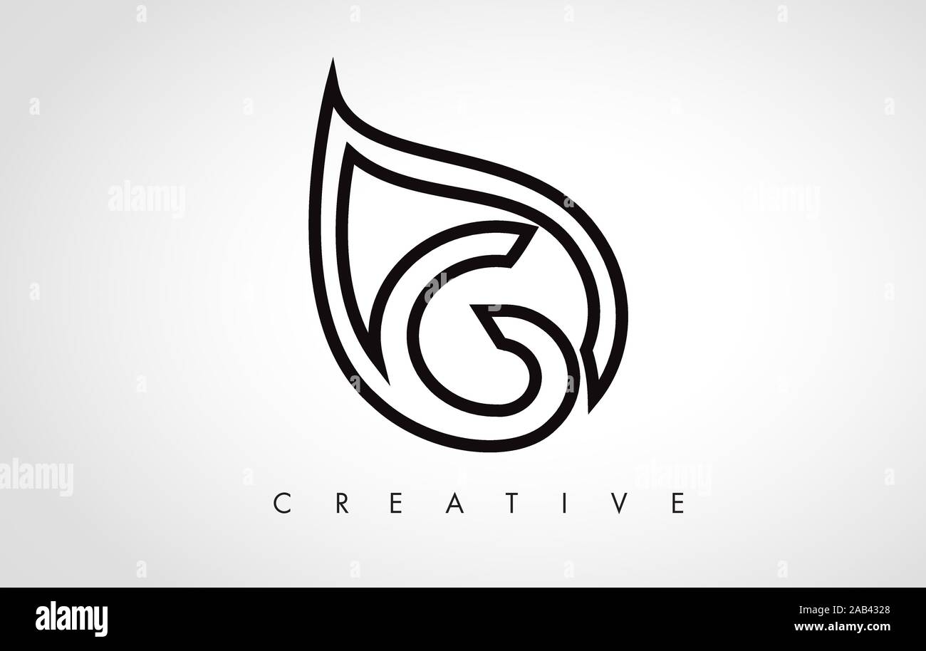 G Leaf Logo Letter Design with Leaf Outline Vector Illustration Stock ...