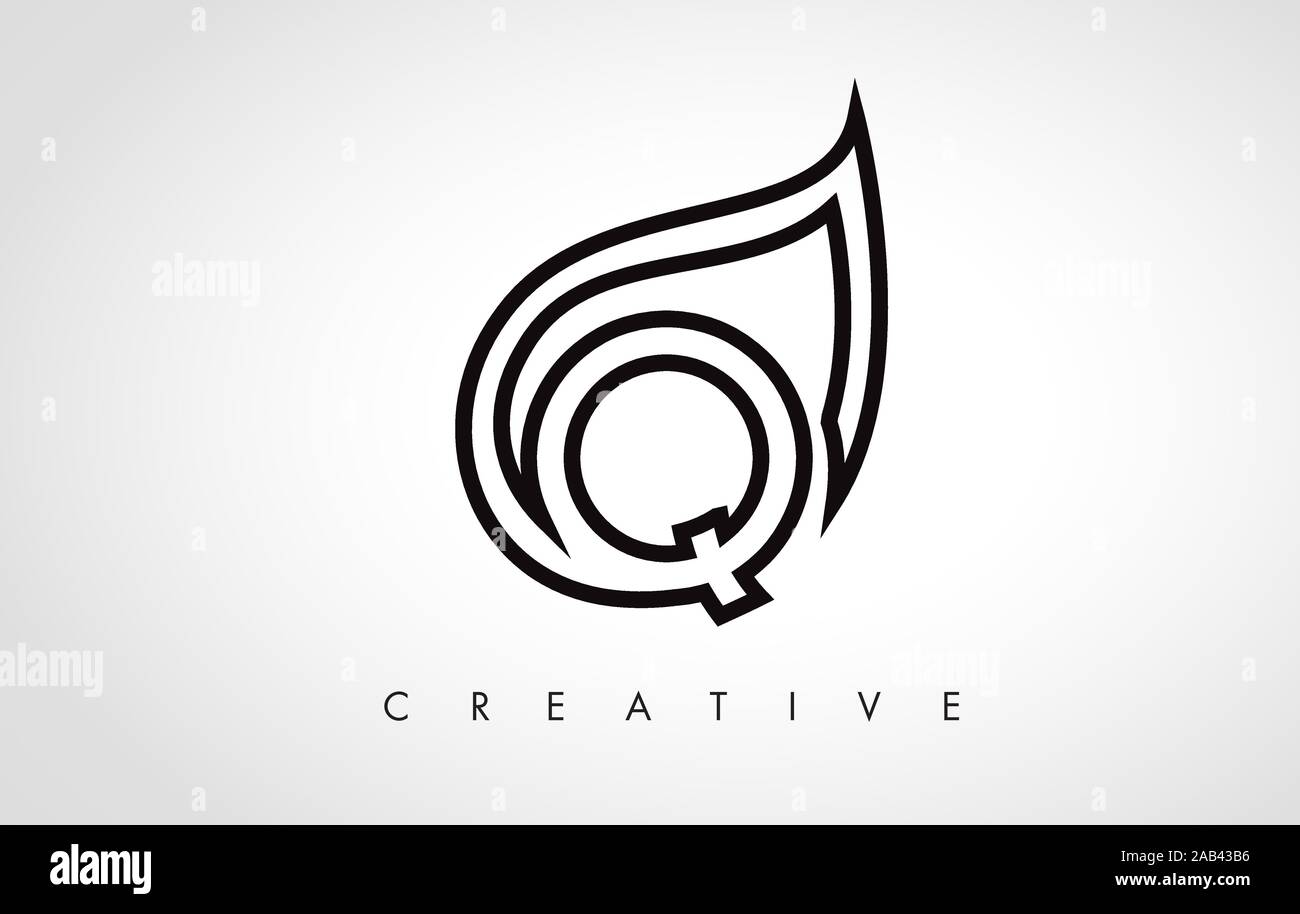 Q Leaf Logo Letter Design with Leaf Outline Vector Illustration Stock ...
