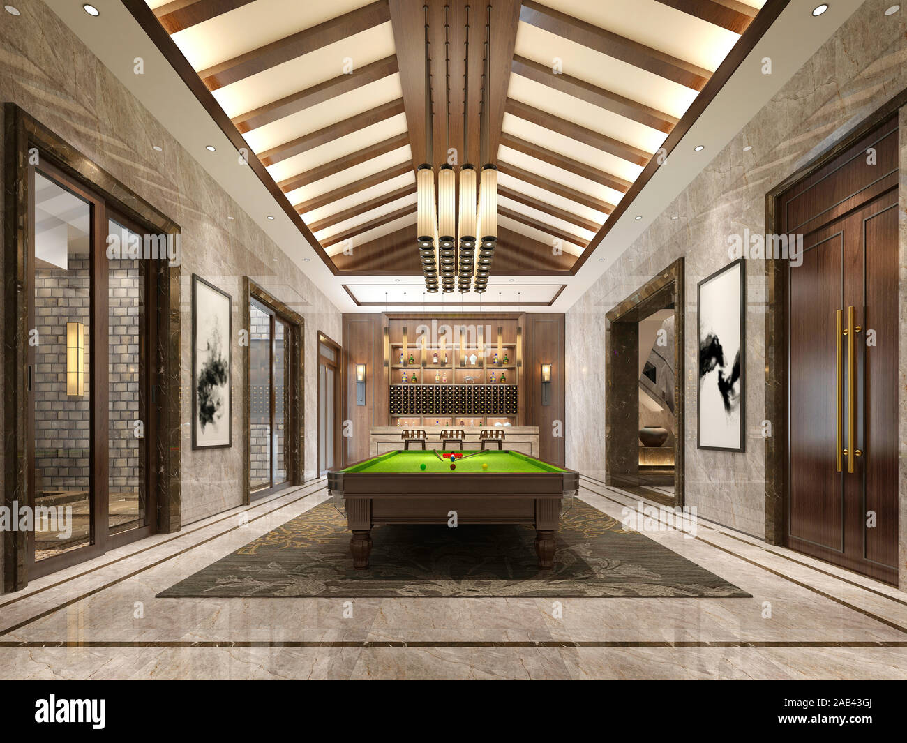 3d render of luxury hotel lobby reception Stock Photo - Alamy