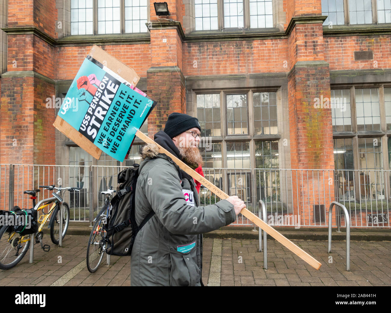 Newcastle upon Tyne, England, UK. 25th November, 2019. Academics protesting outside Newcastle university as lectures and staff in 60 universities across the UK take industrial action over pay, pensions and conditions. Credit: Alan Dawson /Alamy Live News Stock Photo