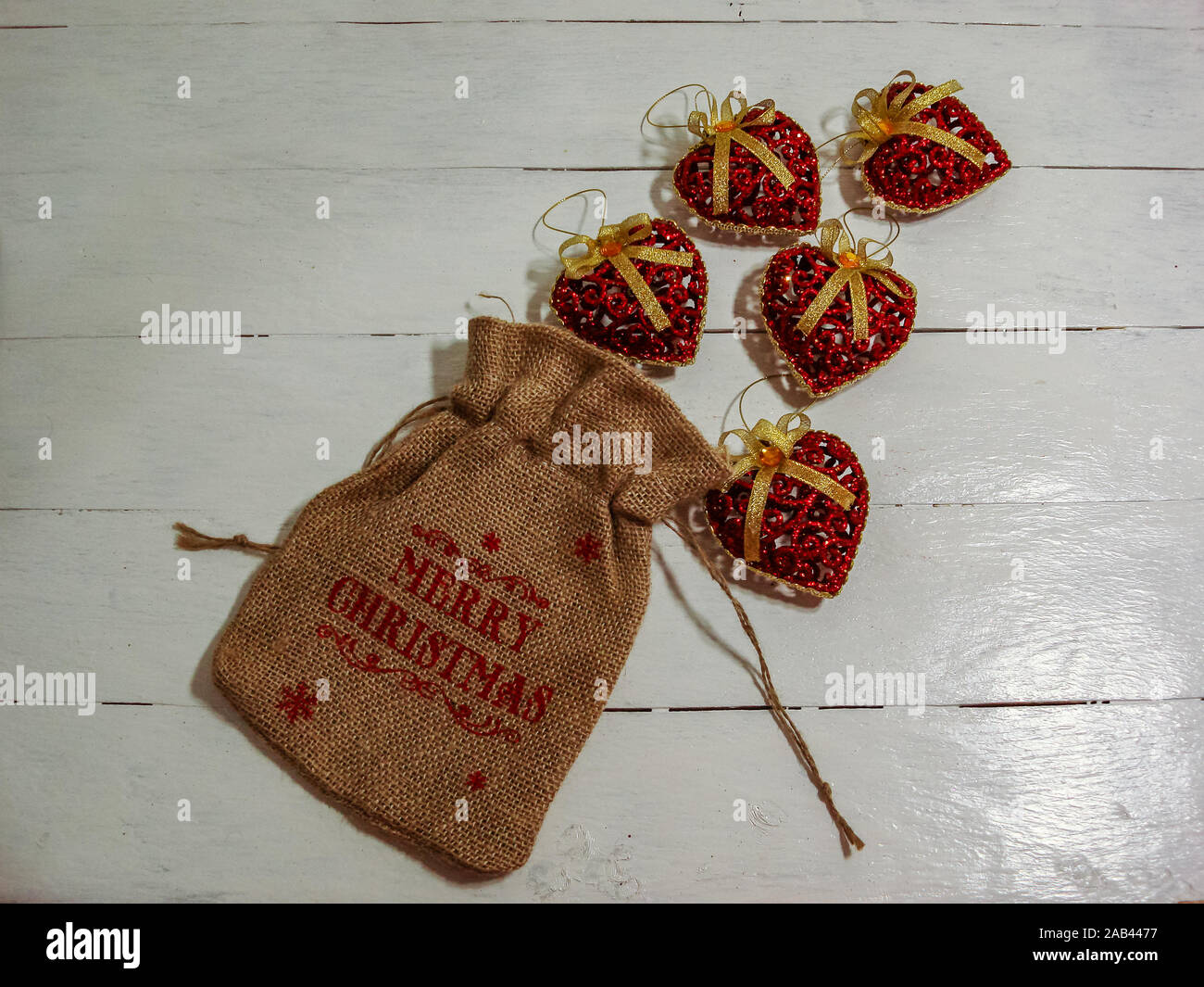 Christmas Burlap Sack With Glittery And Shiny Christmas