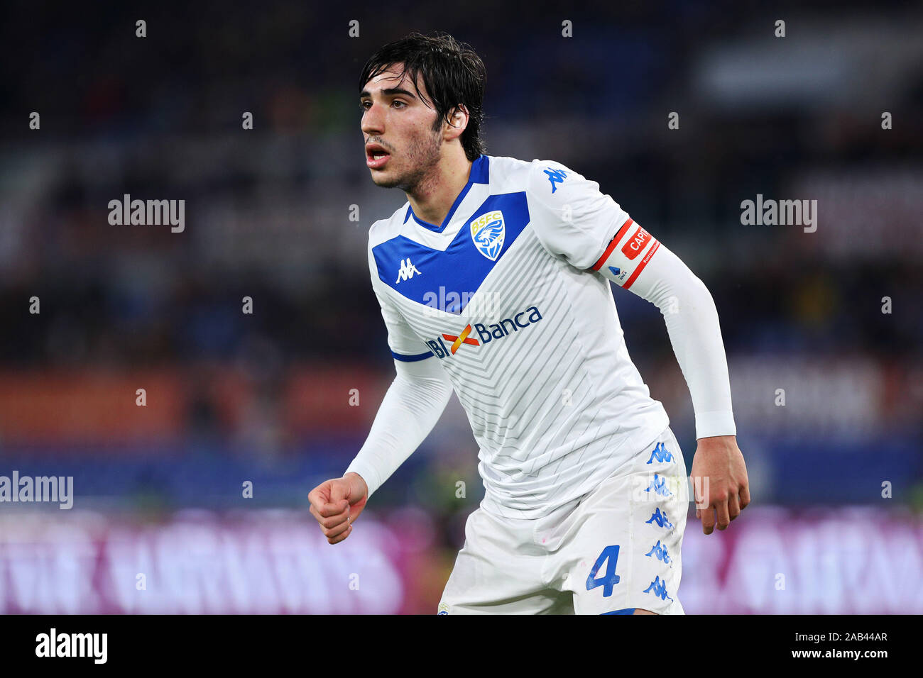 Sandro Tonali of Brescia reacts during the Italian championship Serie A football match between AS Roma and Brescia Calcio on November 24, 2019 at Stadio Olimpico in Rome, Italy - Photo Federico Proietti/ESPA-Images Stock Photo