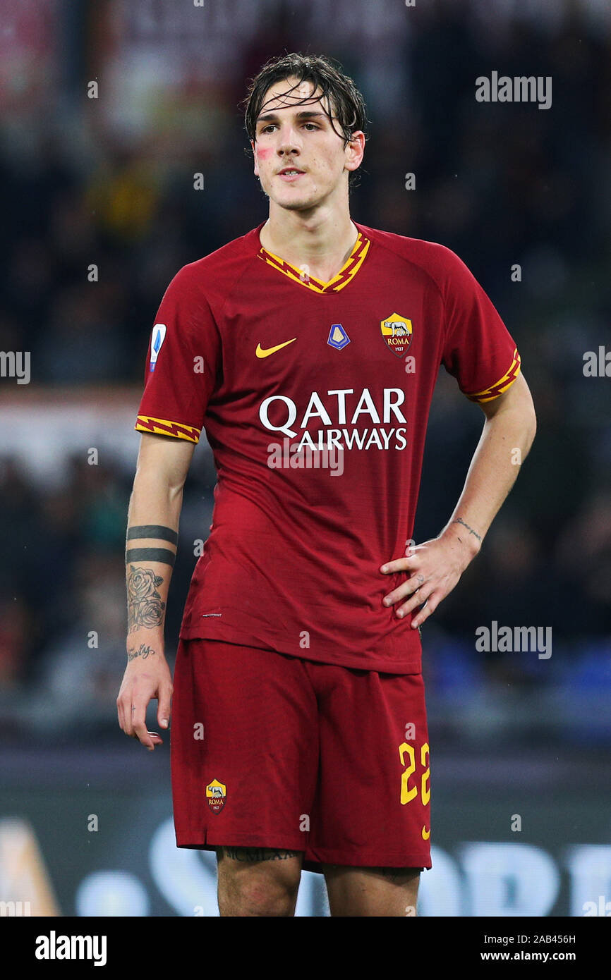 Nicolo' Zaniolo of Roma reacts during the Italian championship Serie A football match between AS Roma and Brescia Calcio on November 24, 2019 at Stadio Olimpico in Rome, Italy - Photo Federico Proietti/ESPA-Images Stock Photo