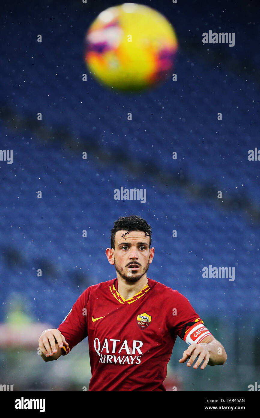 Alessandro Florenzi of Roma gestures during the Italian championship Serie A football match between AS Roma and Brescia Calcio on November 24, 2019 at Stadio Olimpico in Rome, Italy - Photo Federico Proietti/ESPA-Images Stock Photo