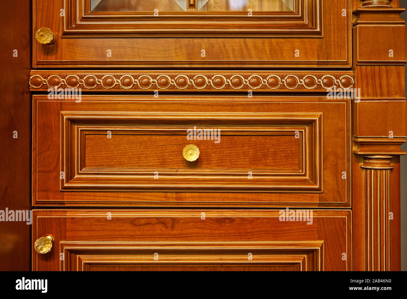 restored chest of drawers bright color close up Stock Photo
