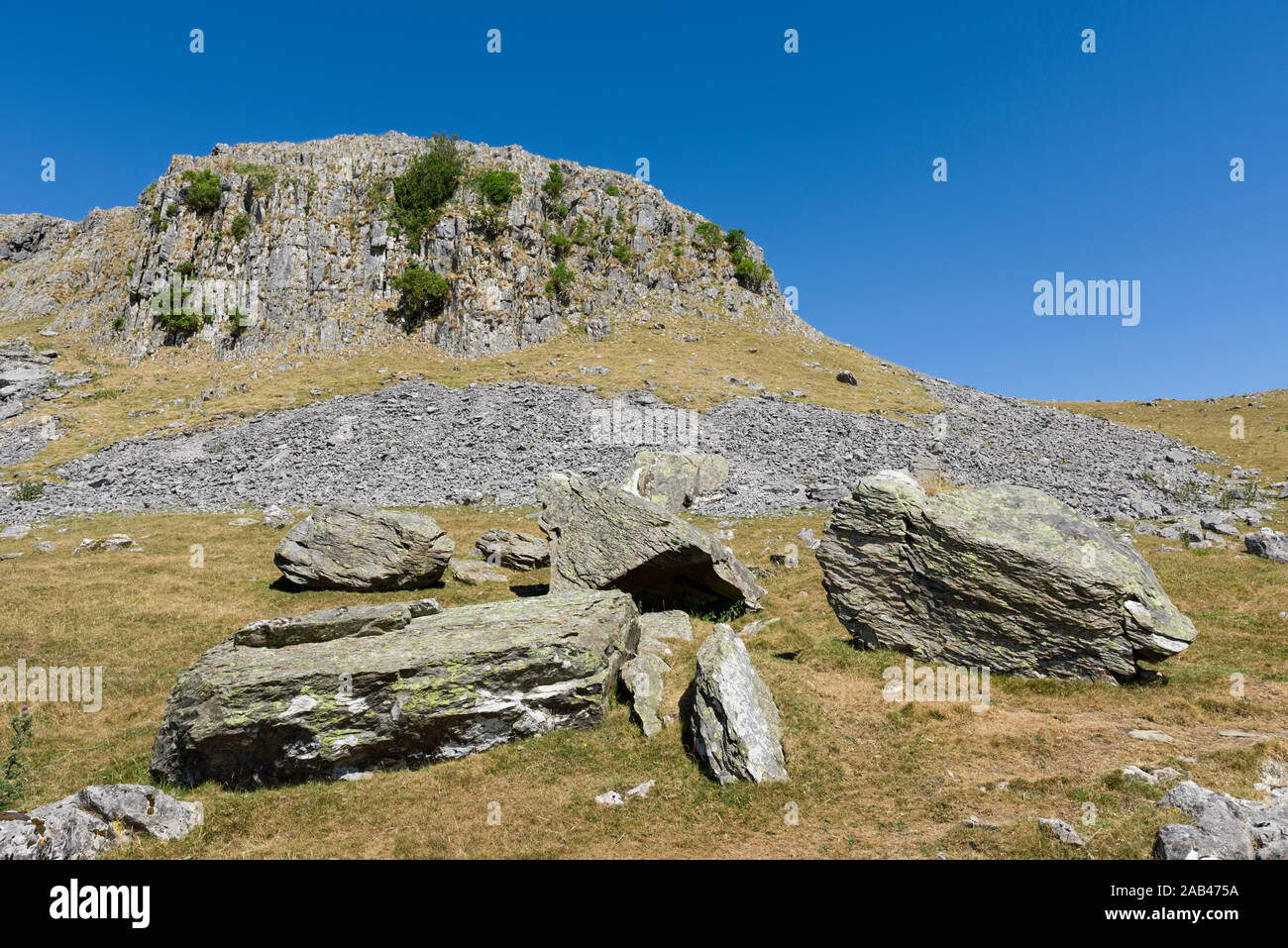 The Norber Erratics boulders below Robin Proctor's Scar in the Yorkshire Dales National Park near Austwick, North Yorkshire, England. Stock Photo