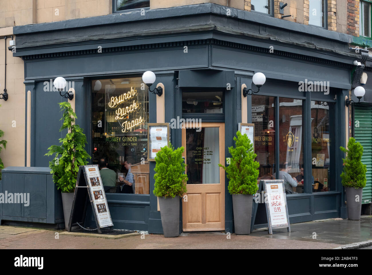 Monkey Grinder Restaurant on Lark Lane in Liverpool Stock Photo Alamy