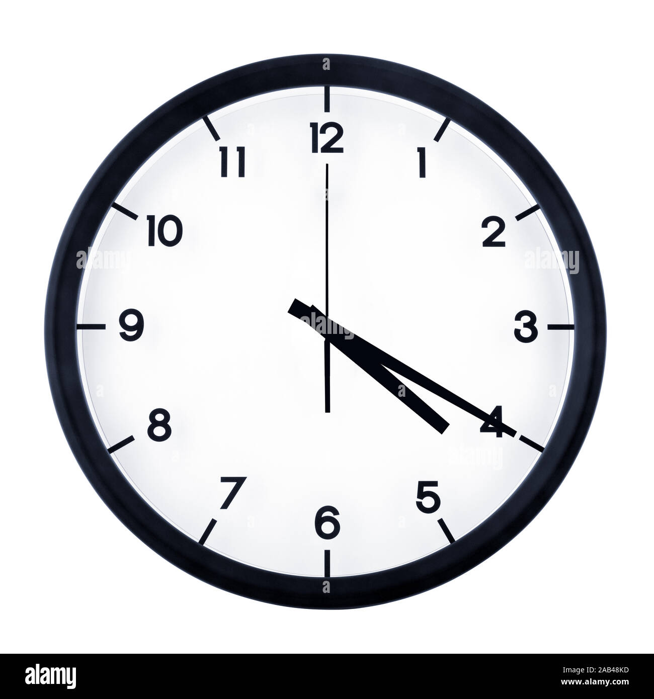 Classic analog clock pointing at four twenty, isolated on white background. Stock Photo