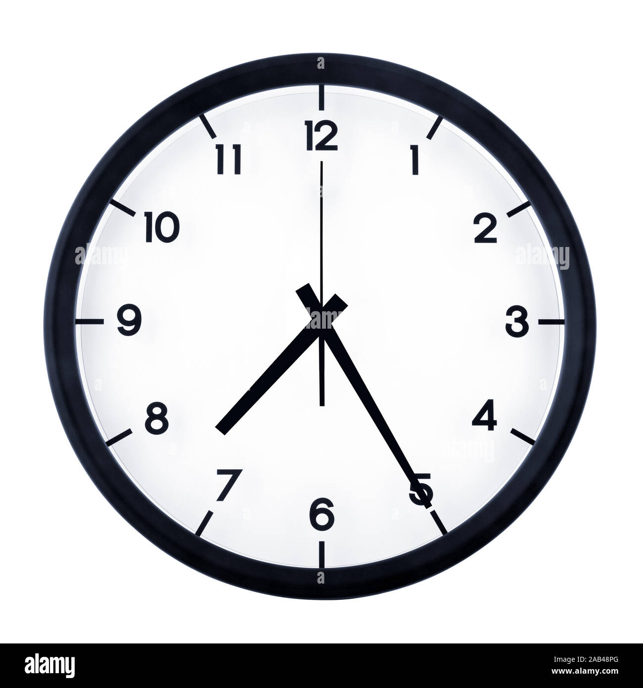 Classic Analog Clock Pointing At Seven Twenty Five Isolated On White Background Stock Photo Alamy