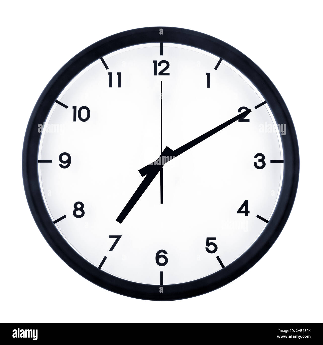 Classic analog clock pointing at seven ten, isolated on white background  Stock Photo - Alamy
