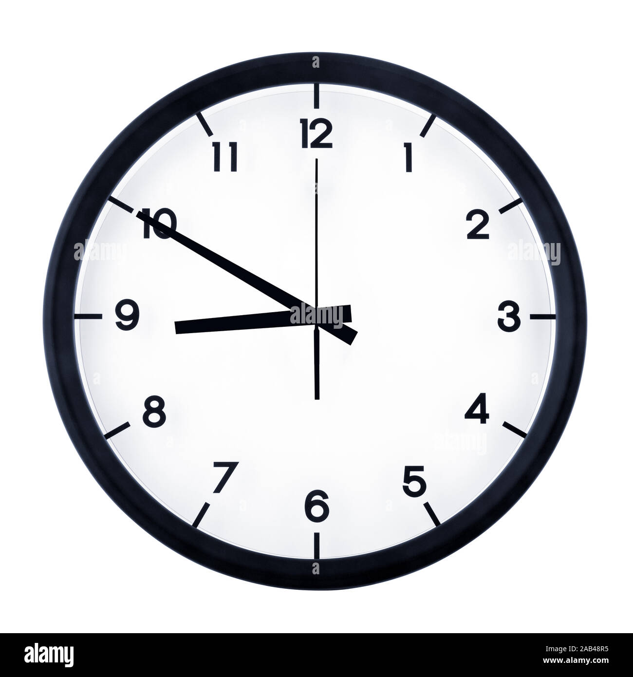 Classic analog clock pointing at eight fifty, isolated on white
