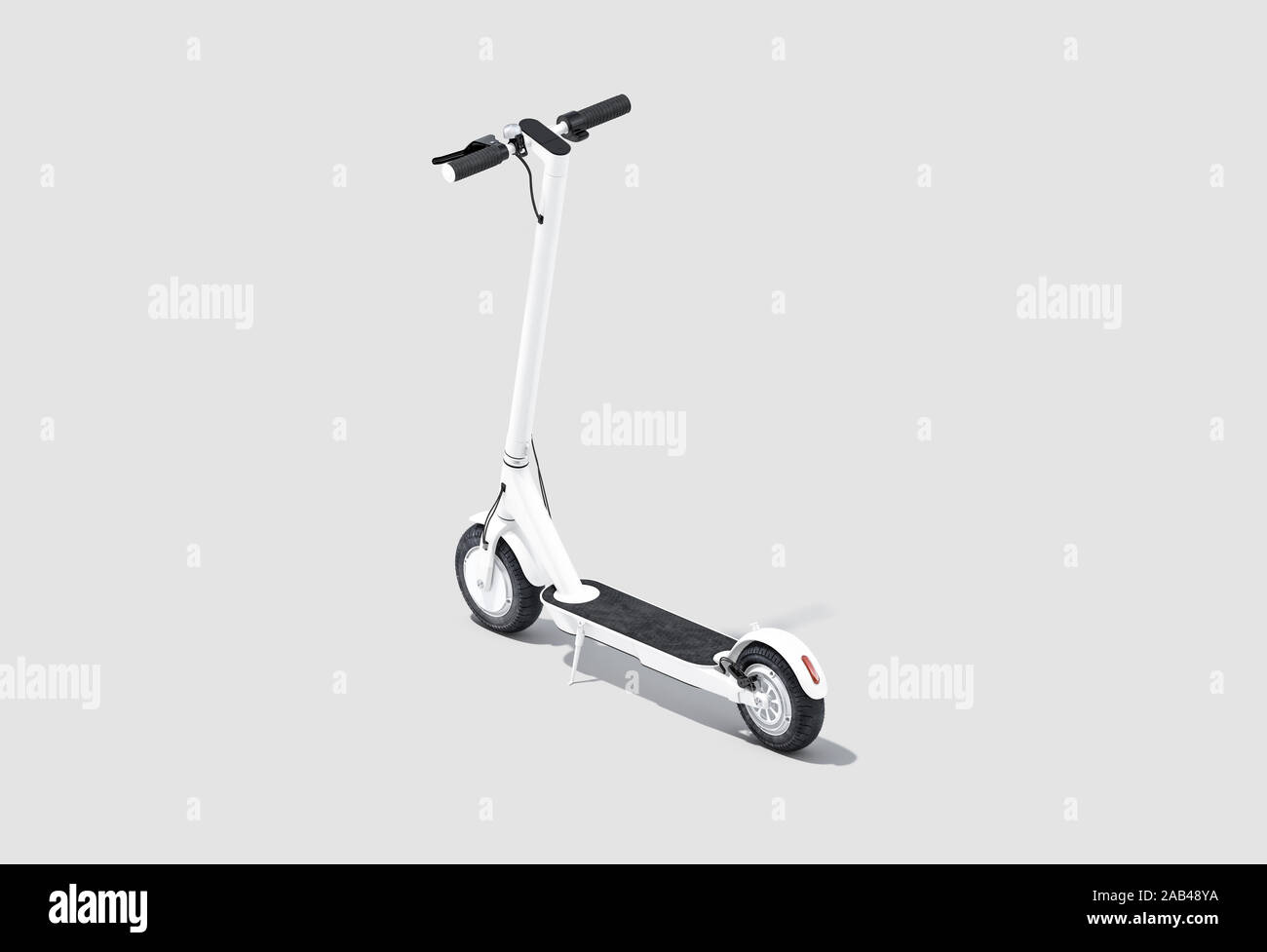 Blank white electric scooter mock up, back side view Stock Photo