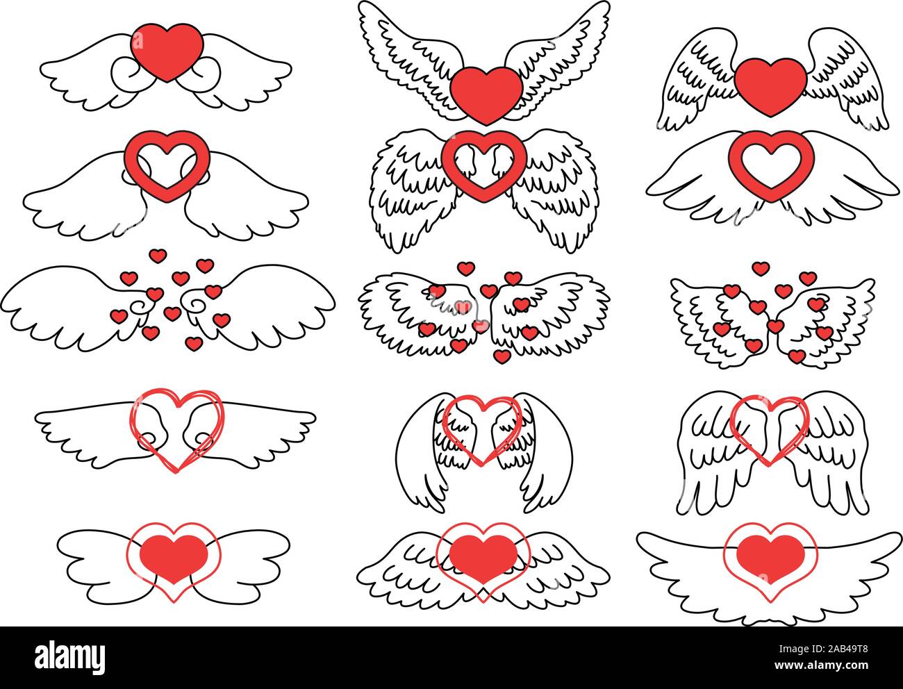 This is a illustration of Cute Angel wings with Love Heart Stock Vector  Image \u0026 Art - Alamy, image size:1300x992