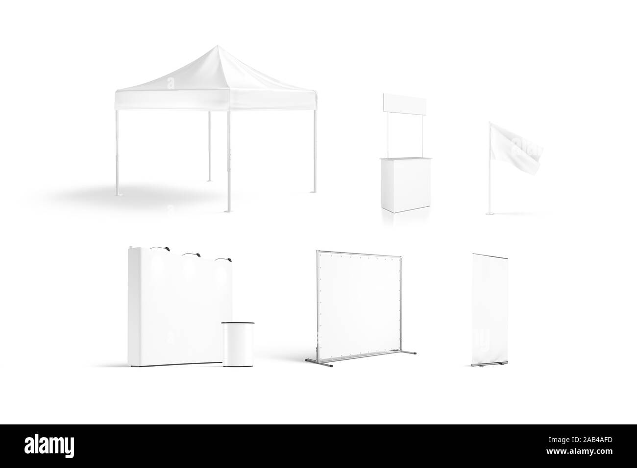 Blank white promotion trade stand mockup set isolated Stock Photo