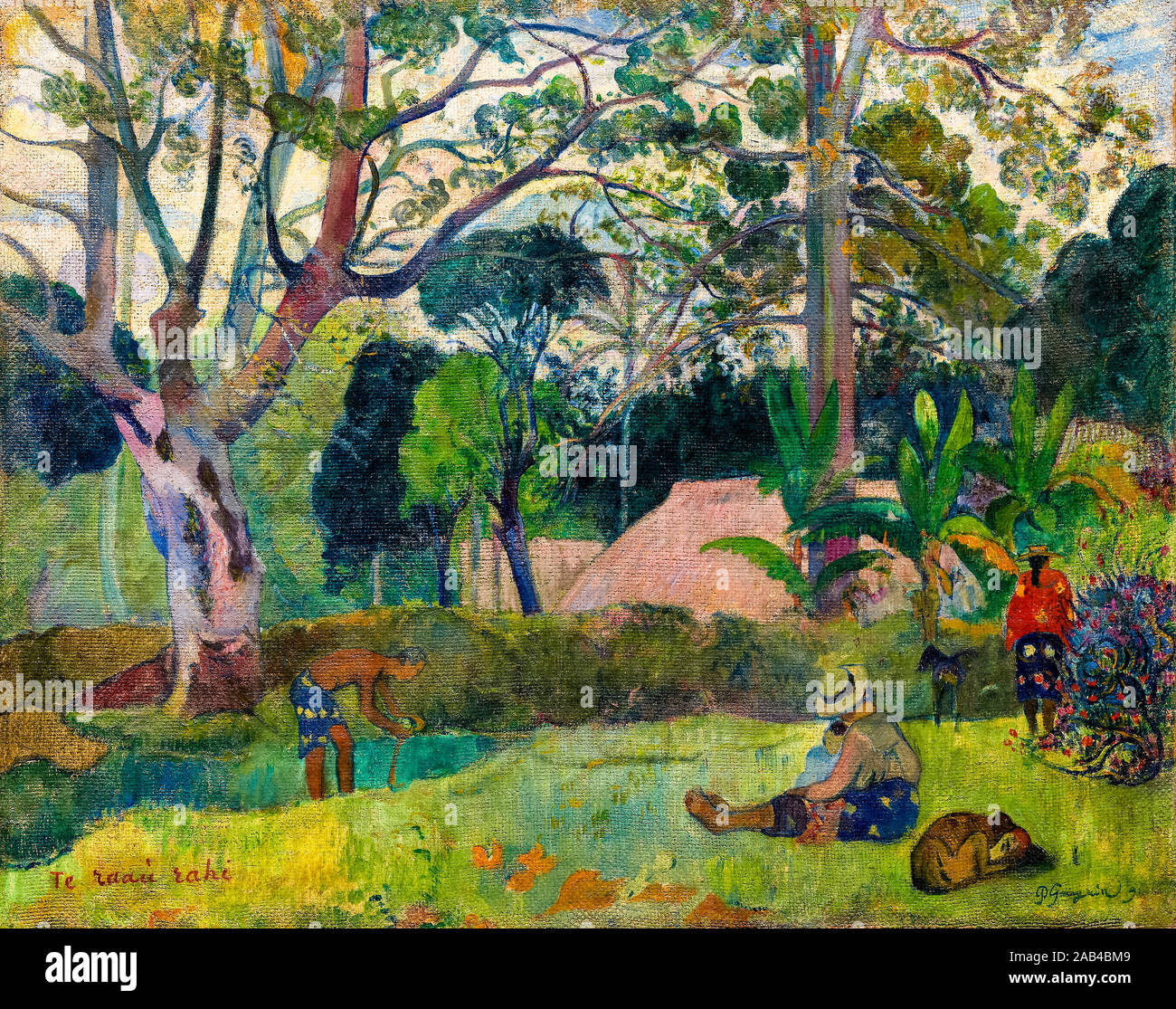 Paul Gauguin, Te raau rahi, (The Big Tree), painting, 1891 Stock Photo