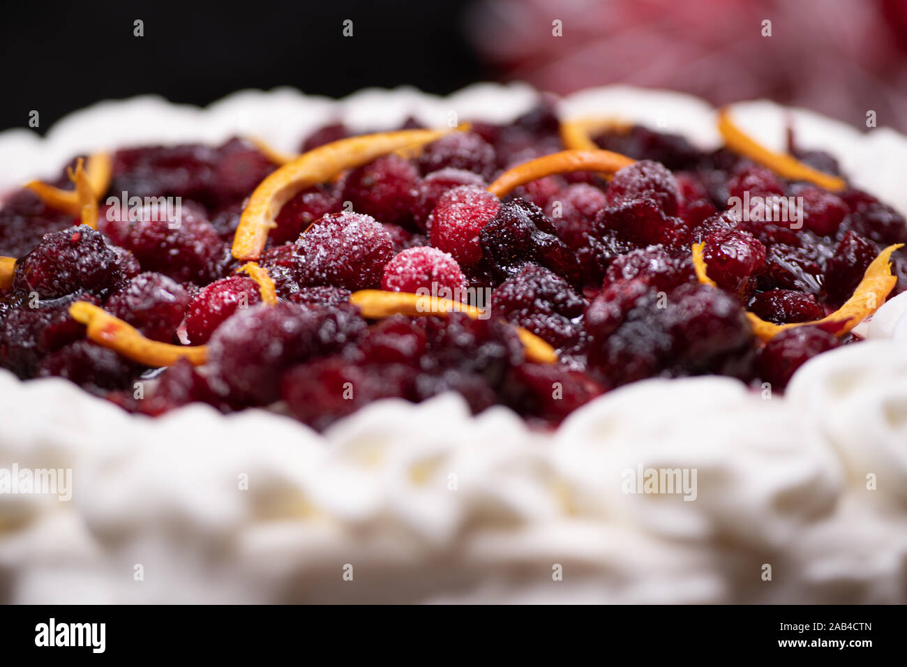 Christmas piecaken slice on white plate Stock Photo