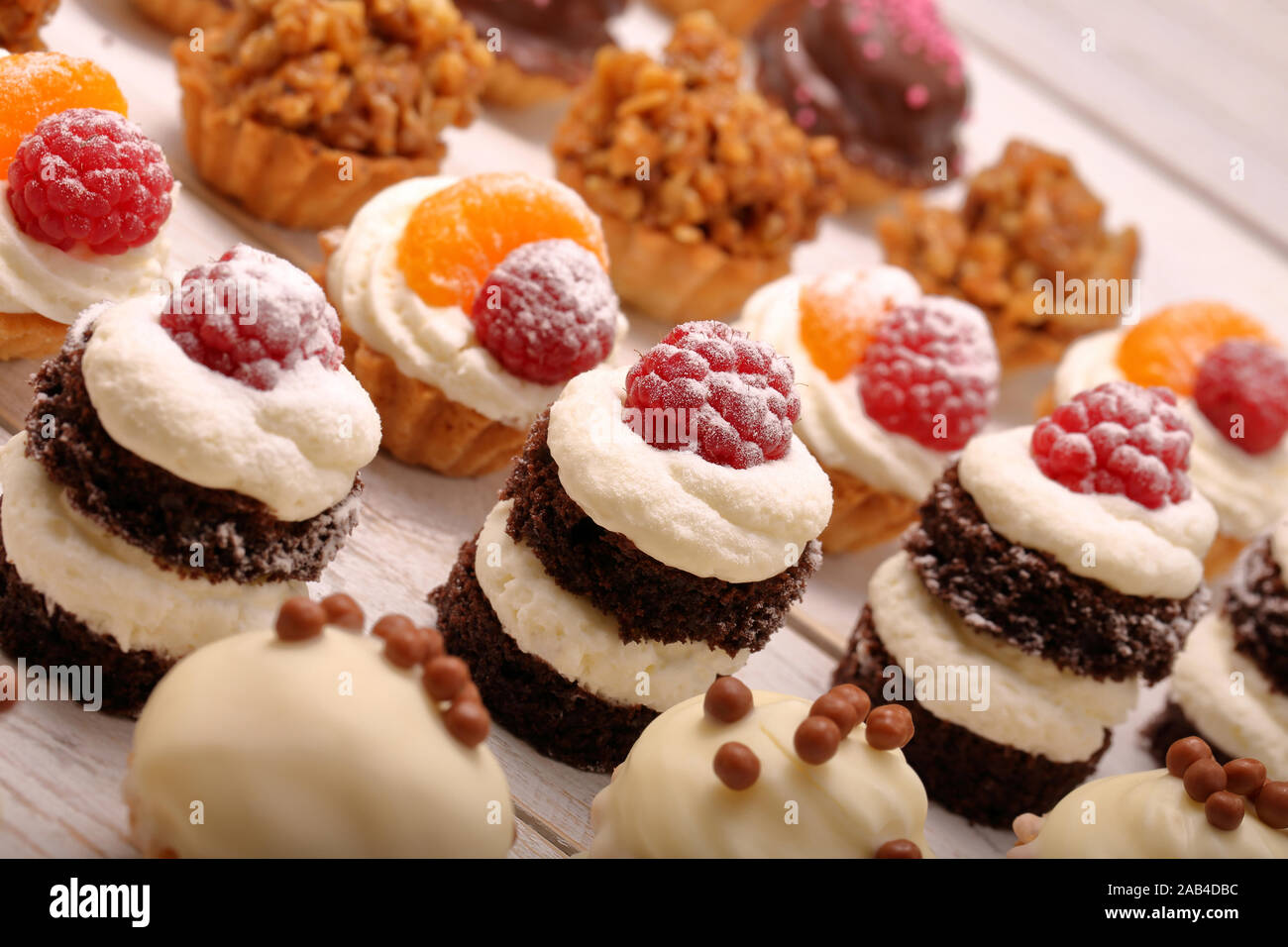 Sweet Cookies Closeup Of Various Kinds Of Cakes On Event Or