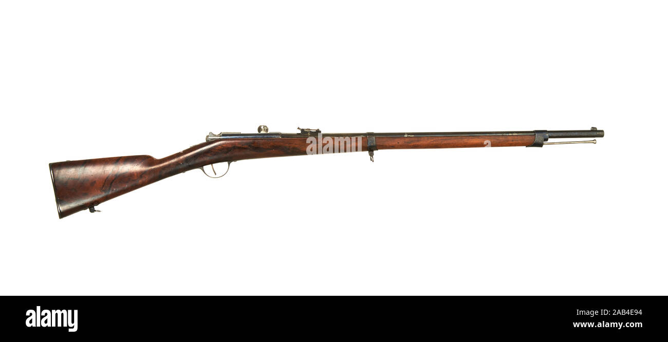 Vintage wooden brown carbine isolated Stock Photo - Alamy