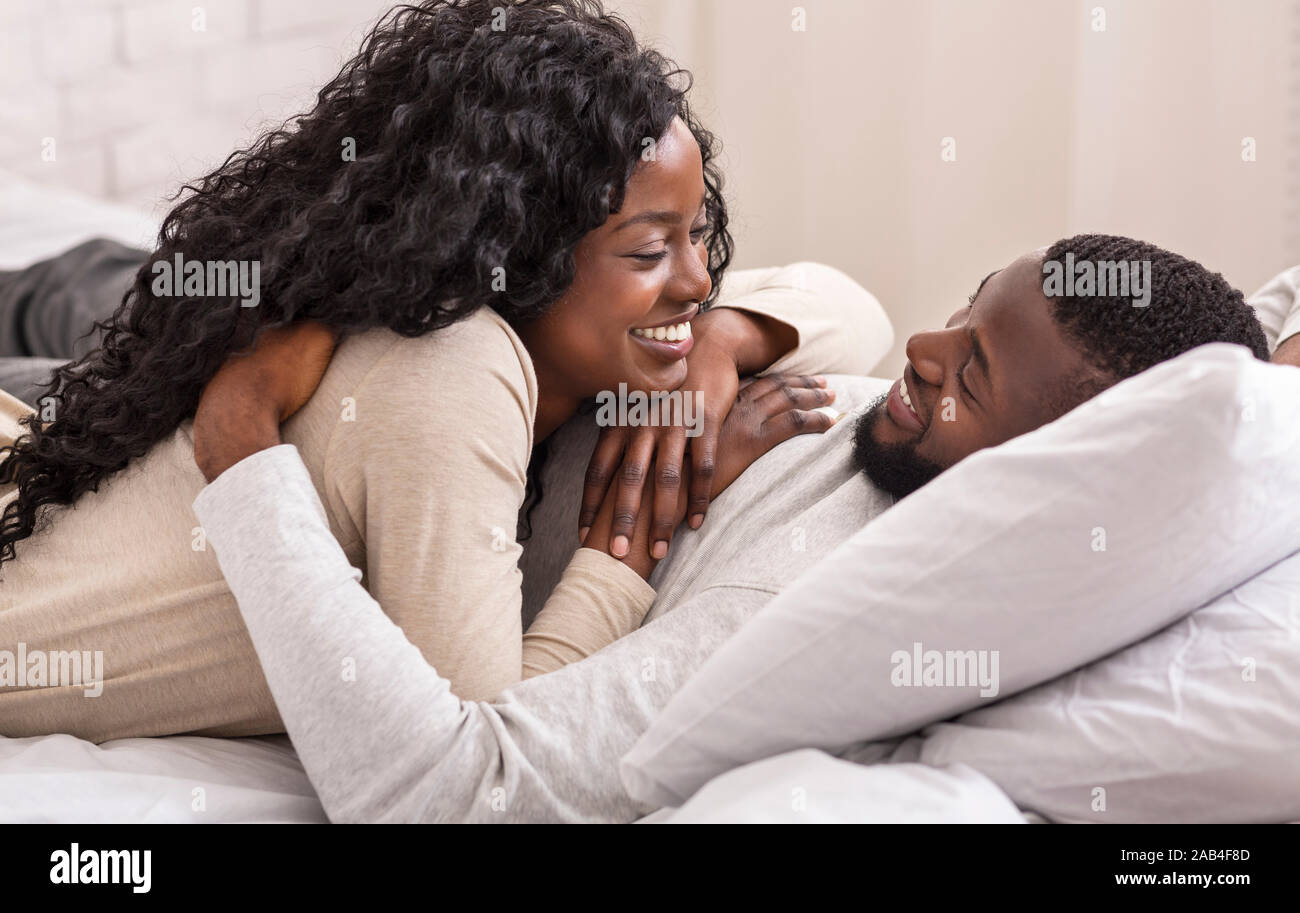 Husband Flirting Wife Bedroom Romantic Stock Photos