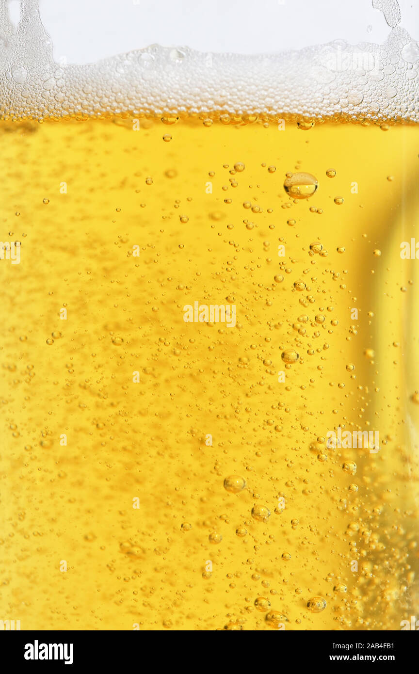 Macro Blonde Pint Of Beer with Bubbles Stock Photo