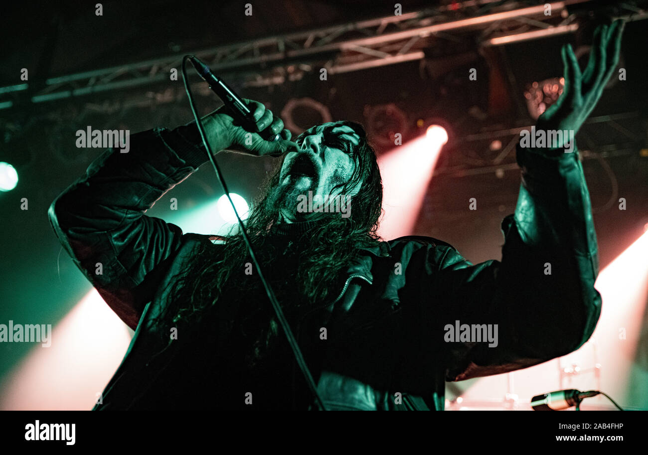 Copenhagen, Denmark. 24th, November 2019. The Norwegian black metal band Gaahls Wyrd performs a live concert at Pumpehuset in Copenhagen. Here vocalist Gaahl is seen live on stage. (Photo credit: Gonzales Photo - Nikolaj Bransholm). Stock Photo