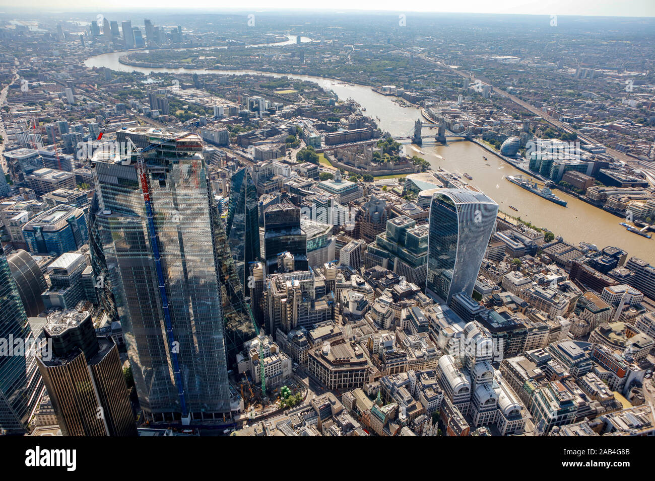 Aerial View of the Financial District in London, UK Stock Photo