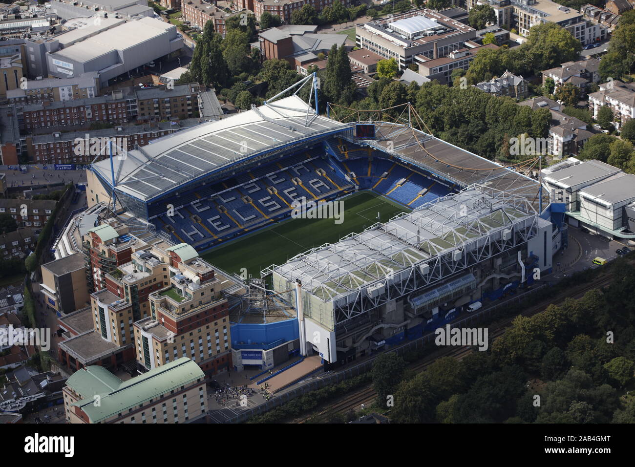 September 12, 2021, London, United Kingdom. The emblem of the Chelsea F.C.  football club on the background of a modern stadium Stock Photo - Alamy