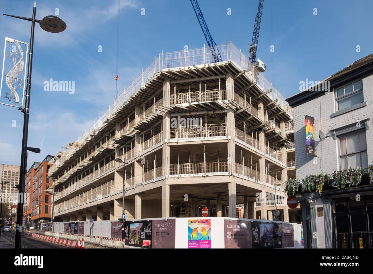 Large new apartment block known as the Timber Yard being constructed
