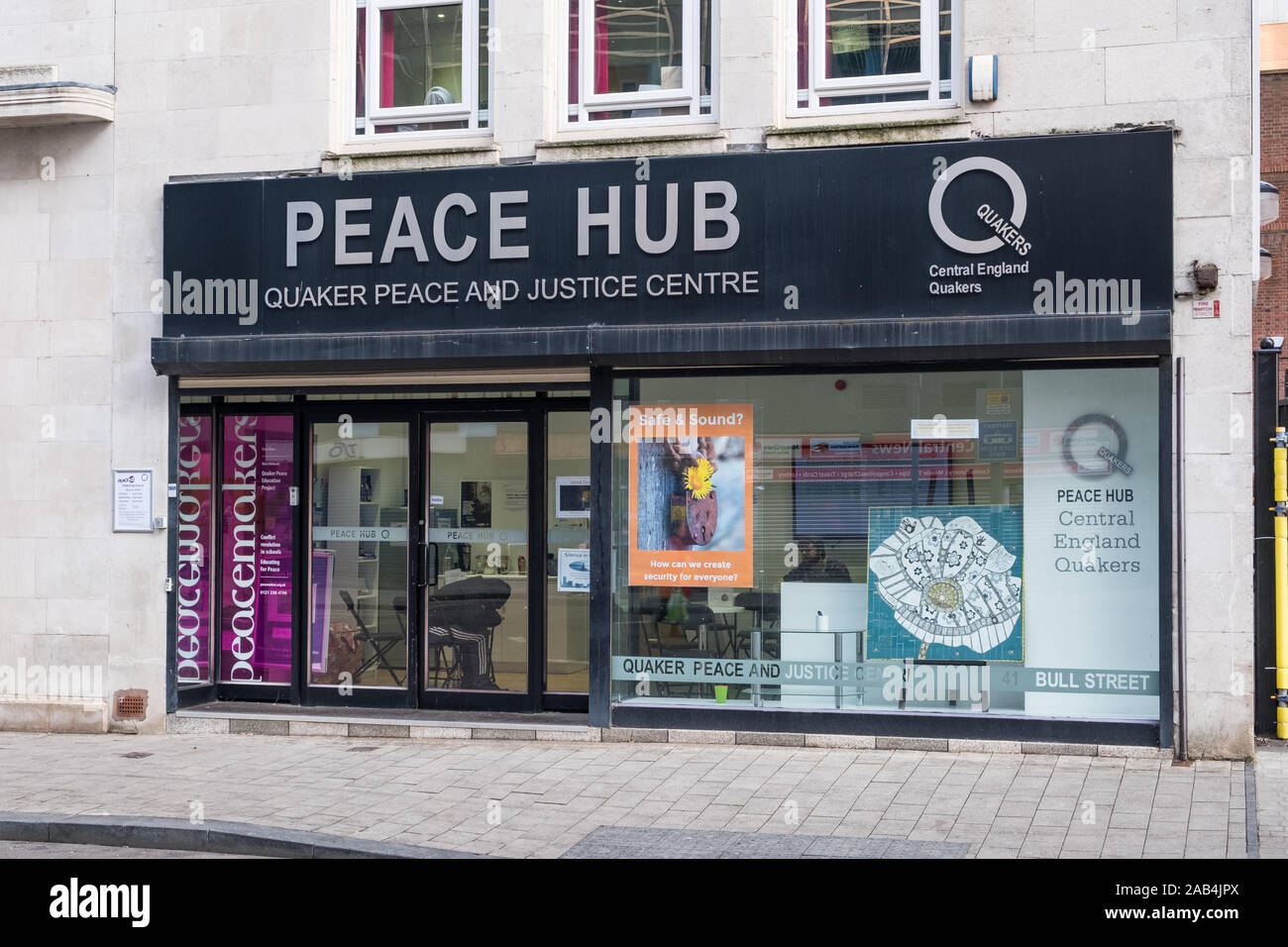 Peace Hub Quaker Peace and Justice Centre on Bull Street, Birmingham, UK Stock Photo