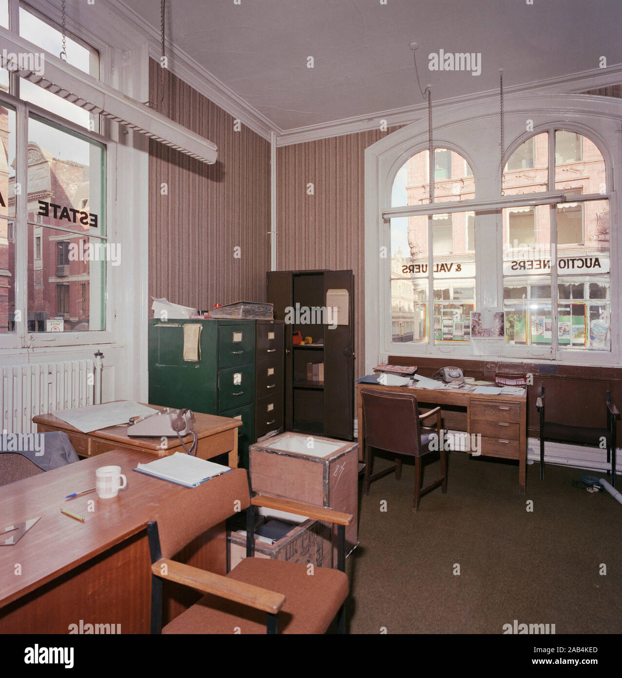 Office life in 1986, Leeds, West Yorkshire, northern England, UK Stock Photo