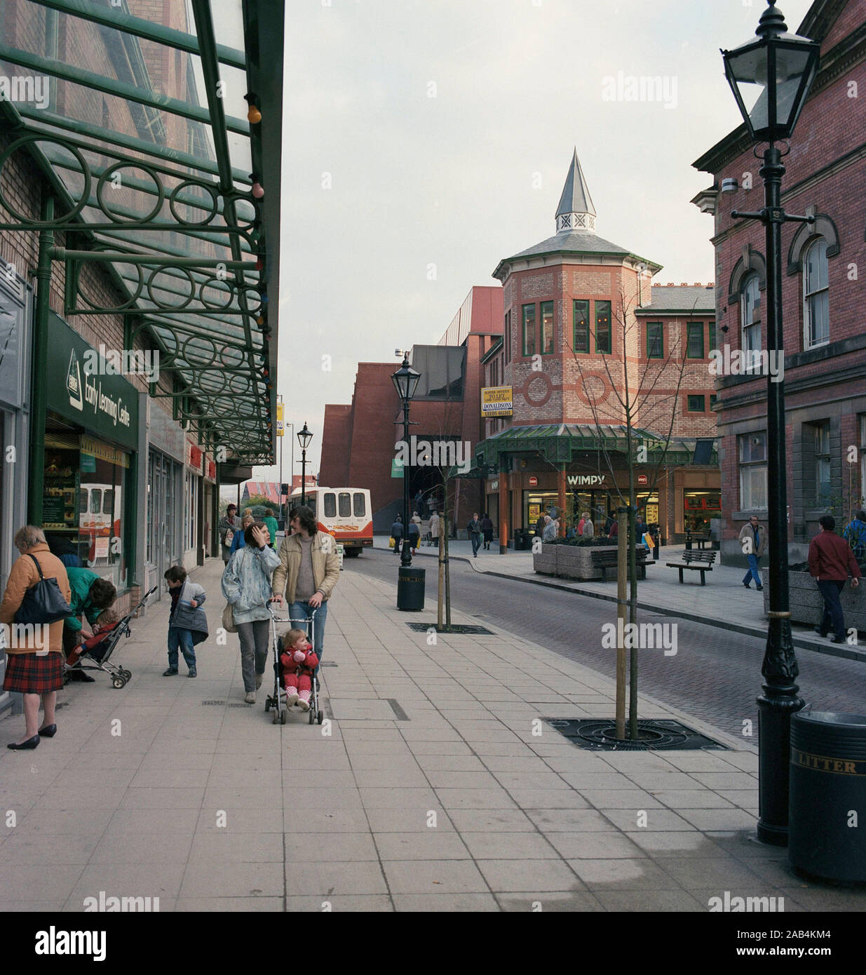Stockport Town Centre in 1987, North West England, UK Stock Photo