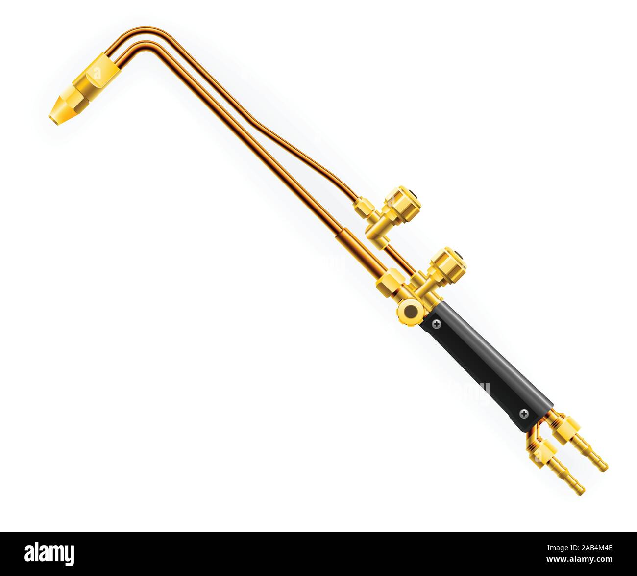 Oxy acetylene cutting torch - gas burner gun for cutting and welding metals Stock Vector