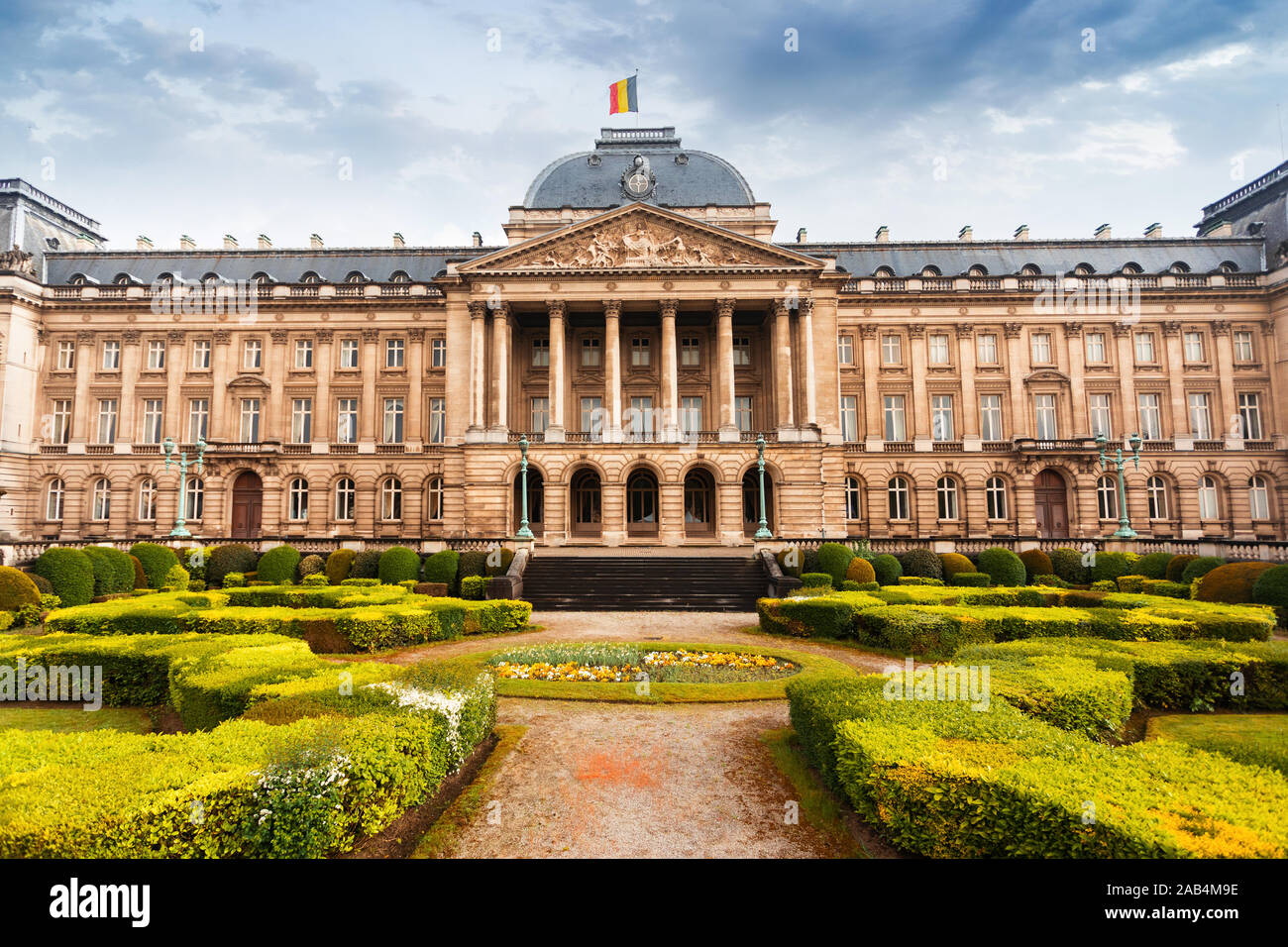 Royal Palace and garden in Brussels, Belgium Stock Photo