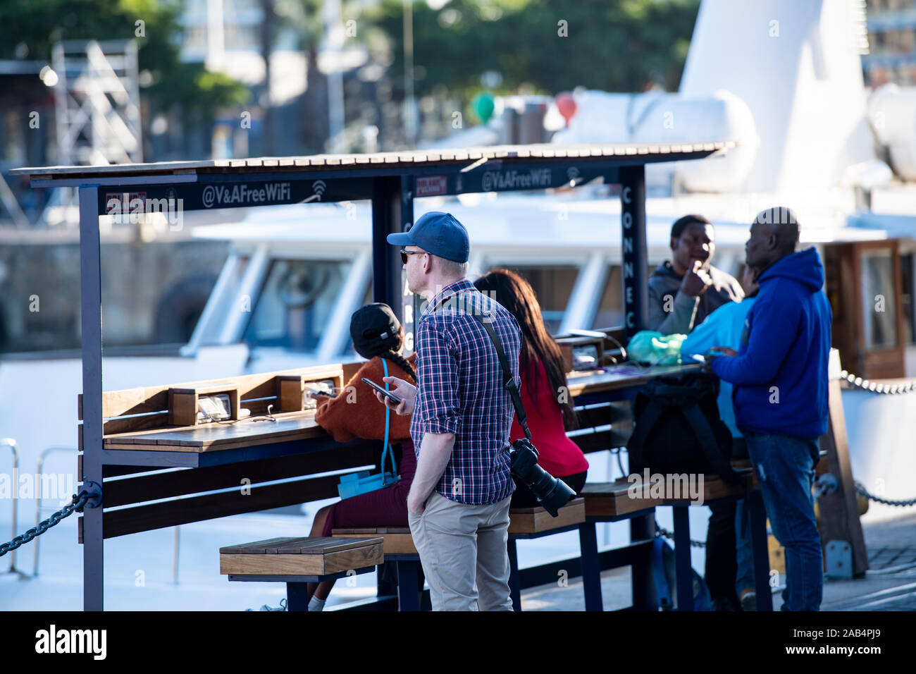 Waterfront near harbour with restaurants and shops. Capetown, South Africa. Stock Photo