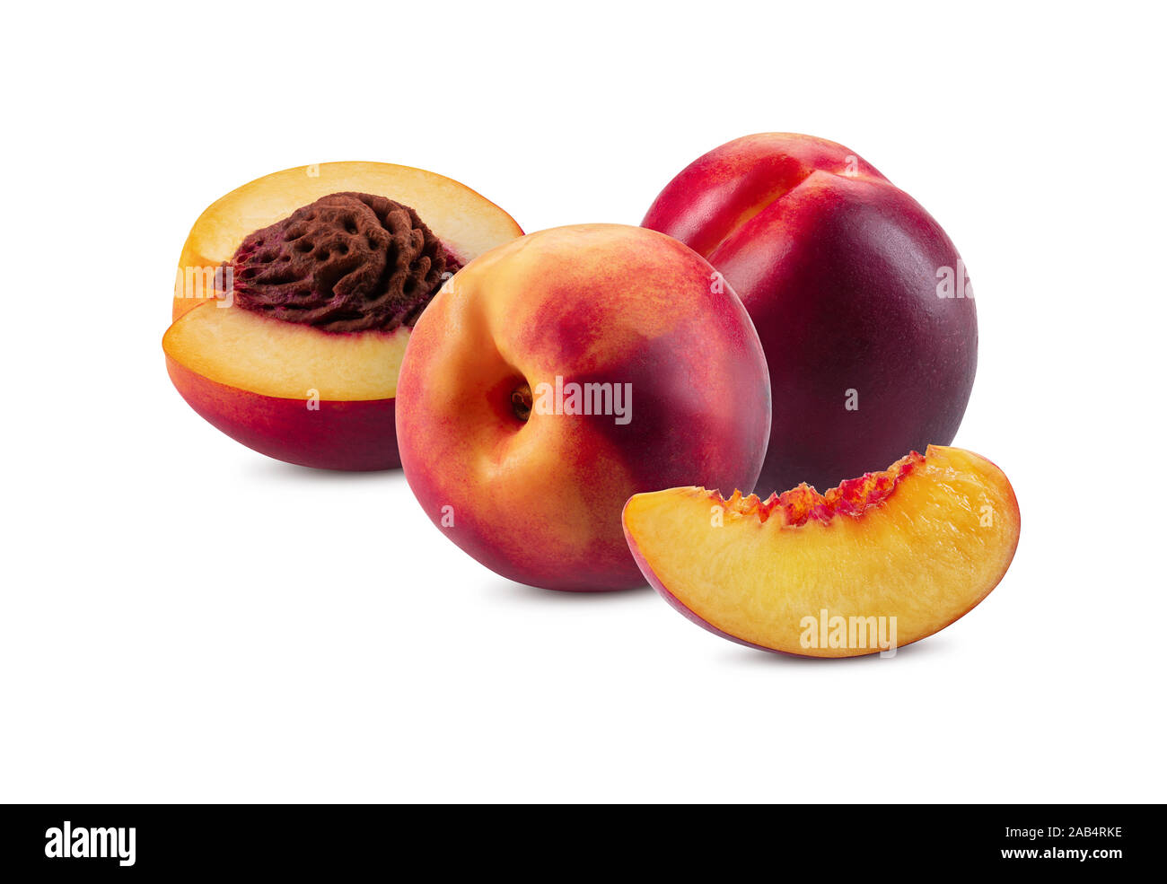 Set of smoothskinned nectarines with kernels and without them isolated