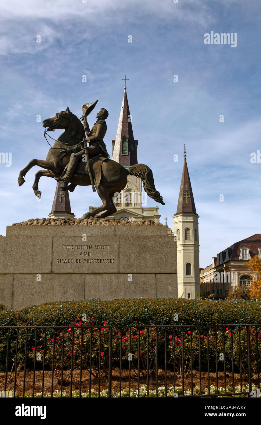 General Andrew Jackson on horseback statue; iconic sculpture