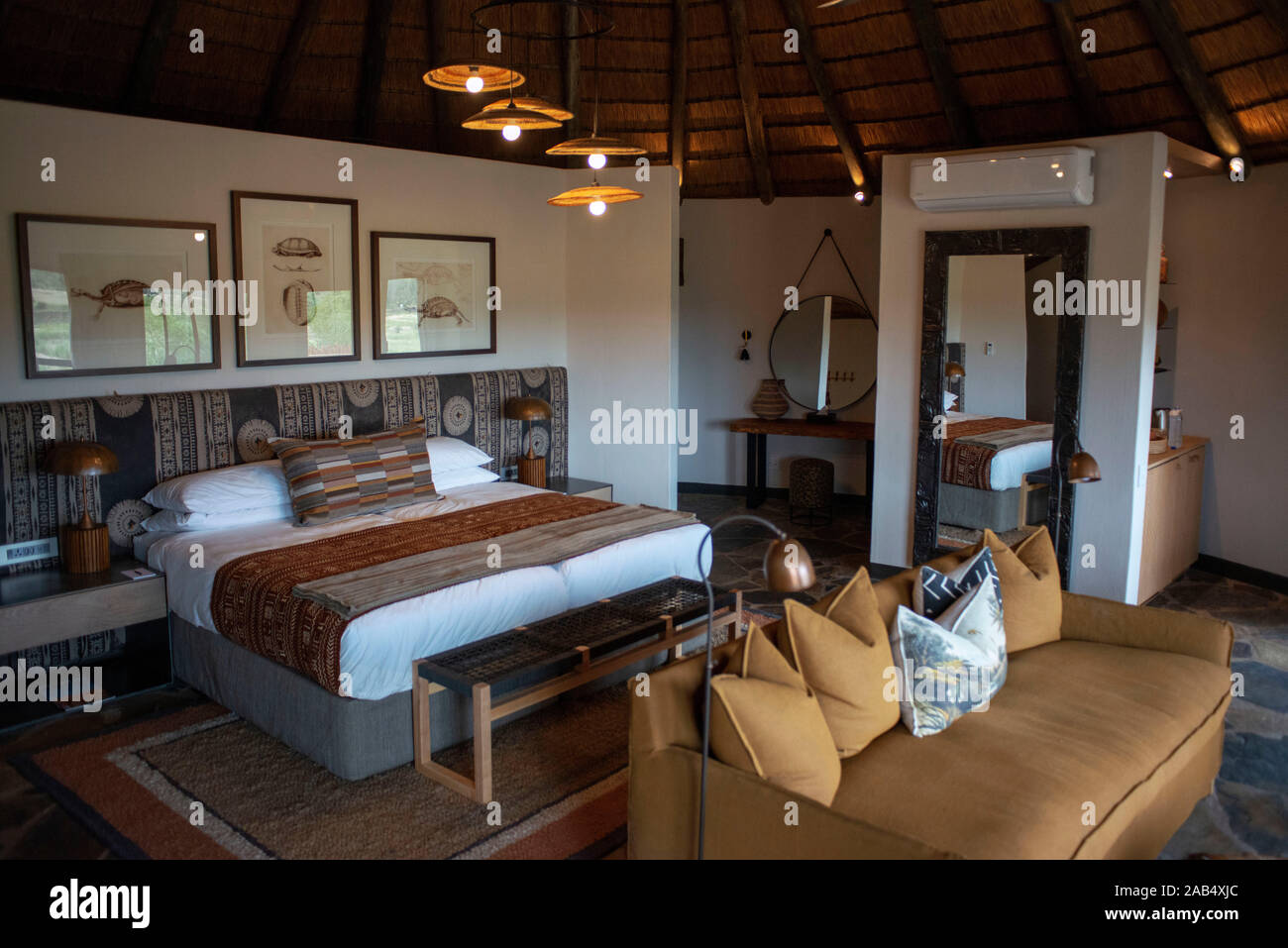 Inside a room in the Mala Mala Lodge Game Reserve Sabi Sand Park Kruger South Africa, Africa Stock Photo