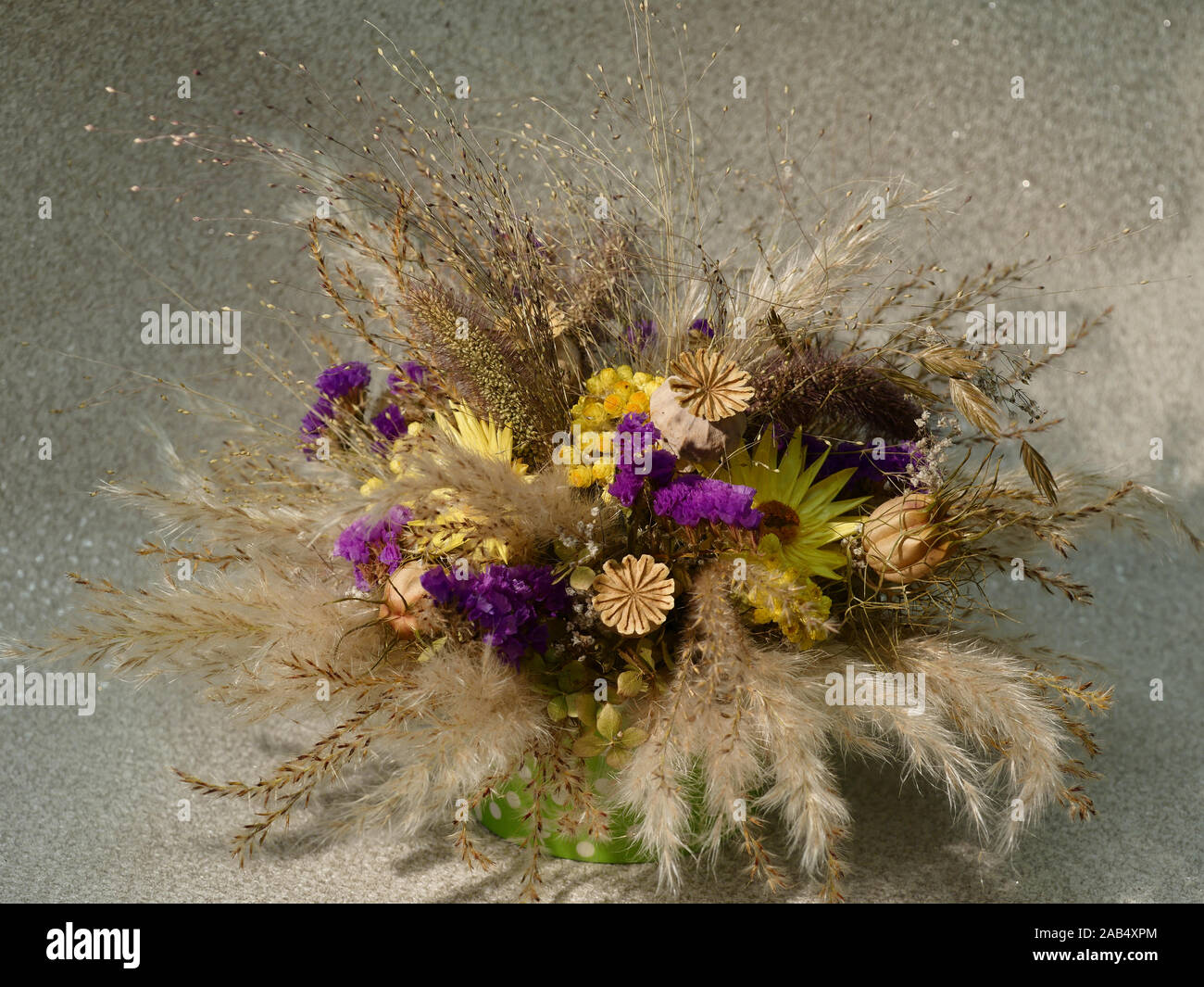 Dried flower and grass arrangement Stock Photo