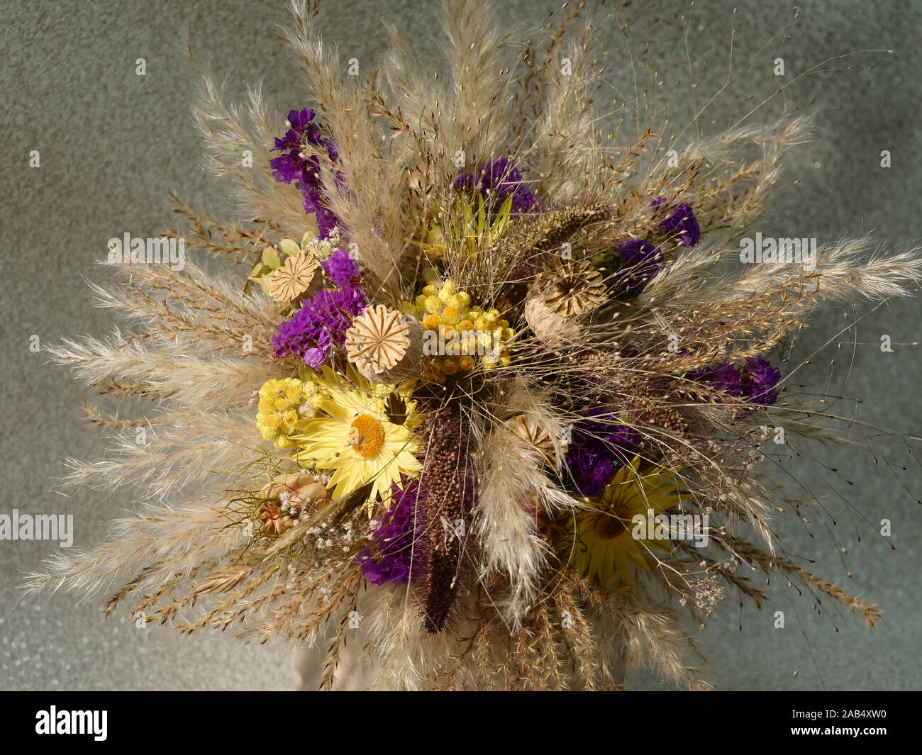 Dried flower and grass arrangement Stock Photo