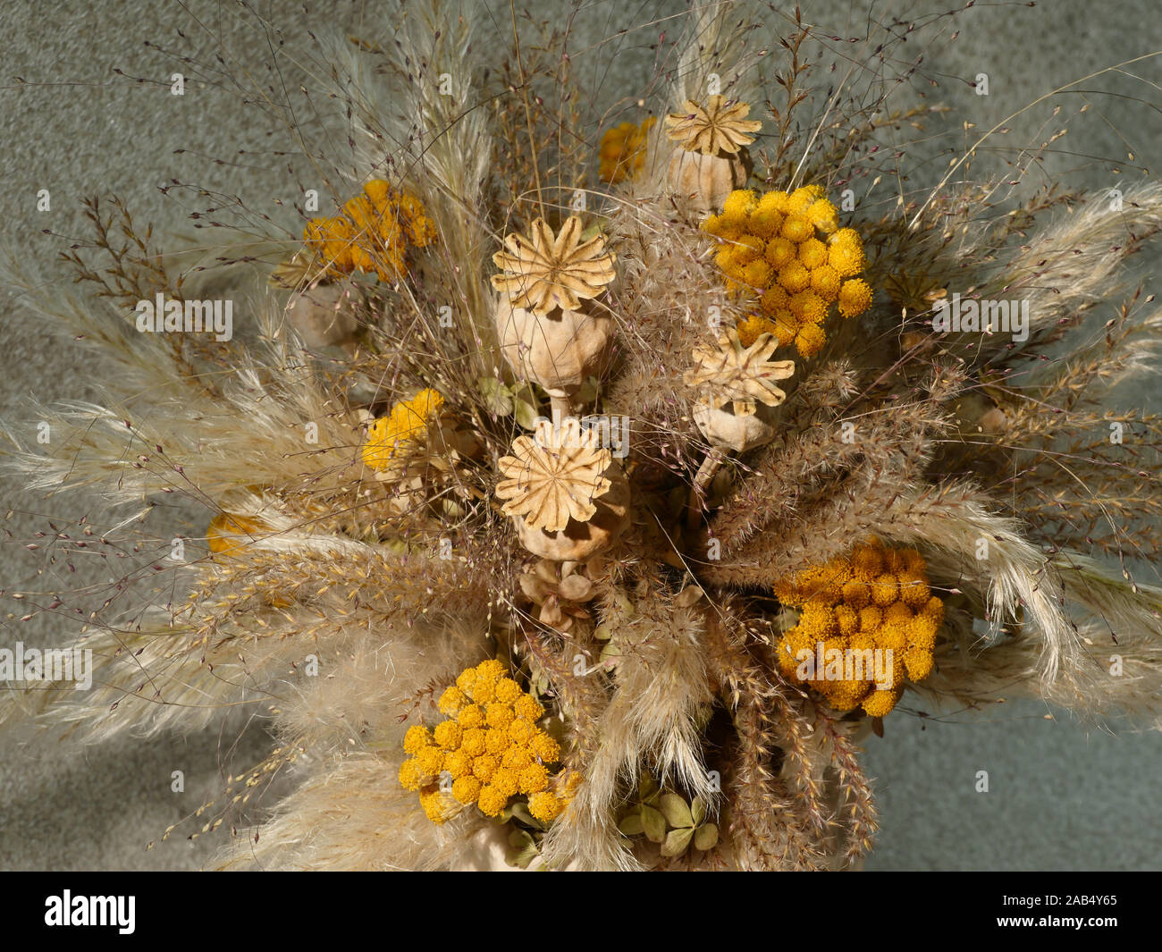Dried flower and grass arrangement yellow Stock Photo Alamy