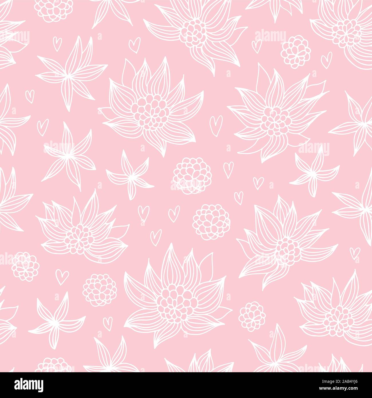 Baby pattern with flowers and hearts, seamless vector background Stock Vector