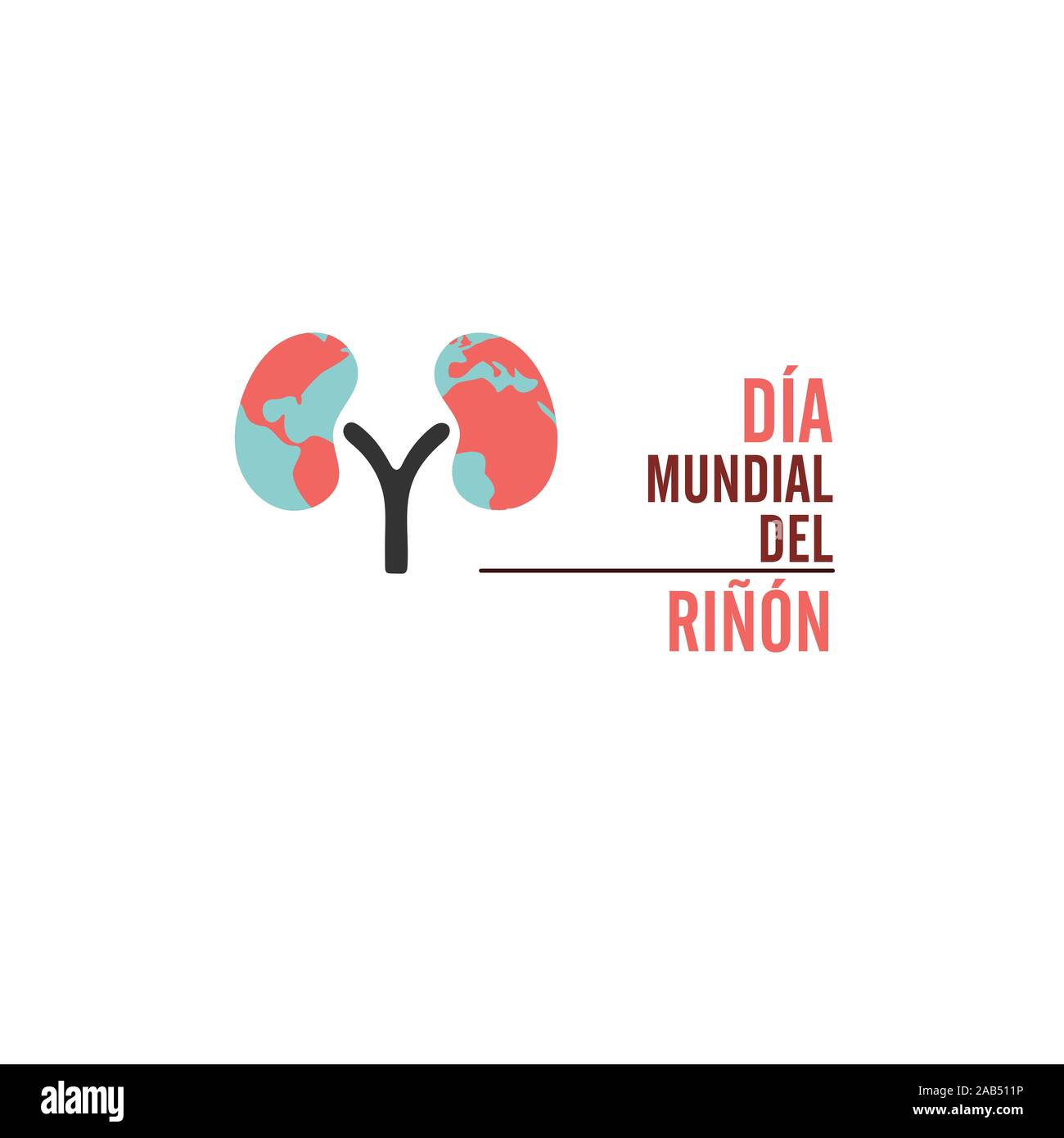 World kidney day with spanish text. Isolated vector illustration Stock ...