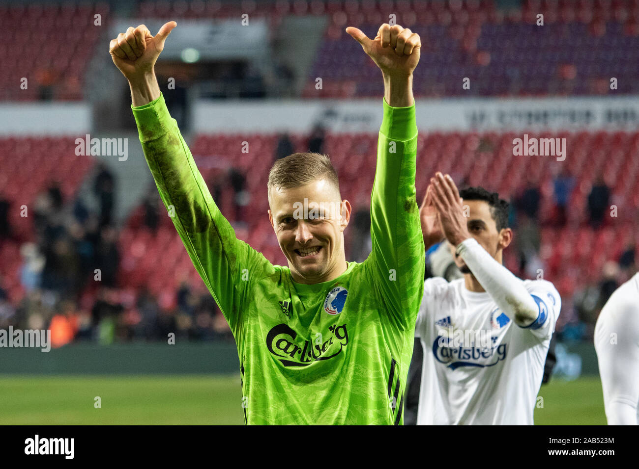 Copenhagen, Denmark, 24th, November 2019. Kalle Johnsson of FC Copenhagen is thanking the fans after the 3F Superliga match between FC Copenhagen and Hobro IK at Telia Parken. (Photo credit: Gonzales Photo - Dejan Obretkovic). Stock Photo