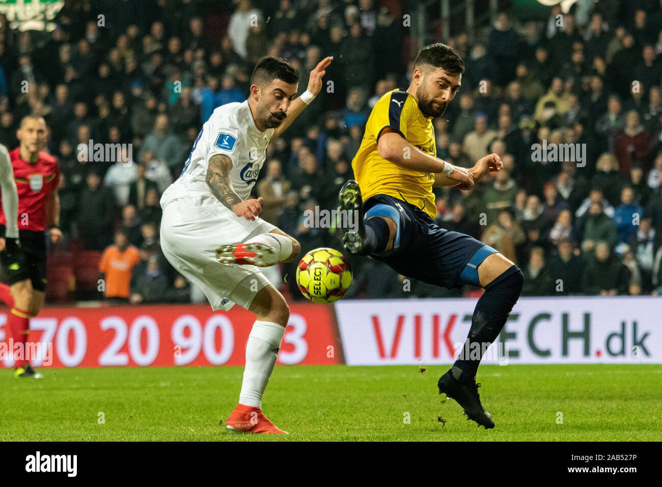 Copenhagen, Denmark, 24th, November 2019. Michael Santos (L) of FC Copenhagen and Frans Dhia Putros (R) of Hobro seen during the 3F Superliga match between FC Copenhagen and Hobro IK at Telia Parken. (Photo credit: Gonzales Photo - Dejan Obretkovic). Stock Photo