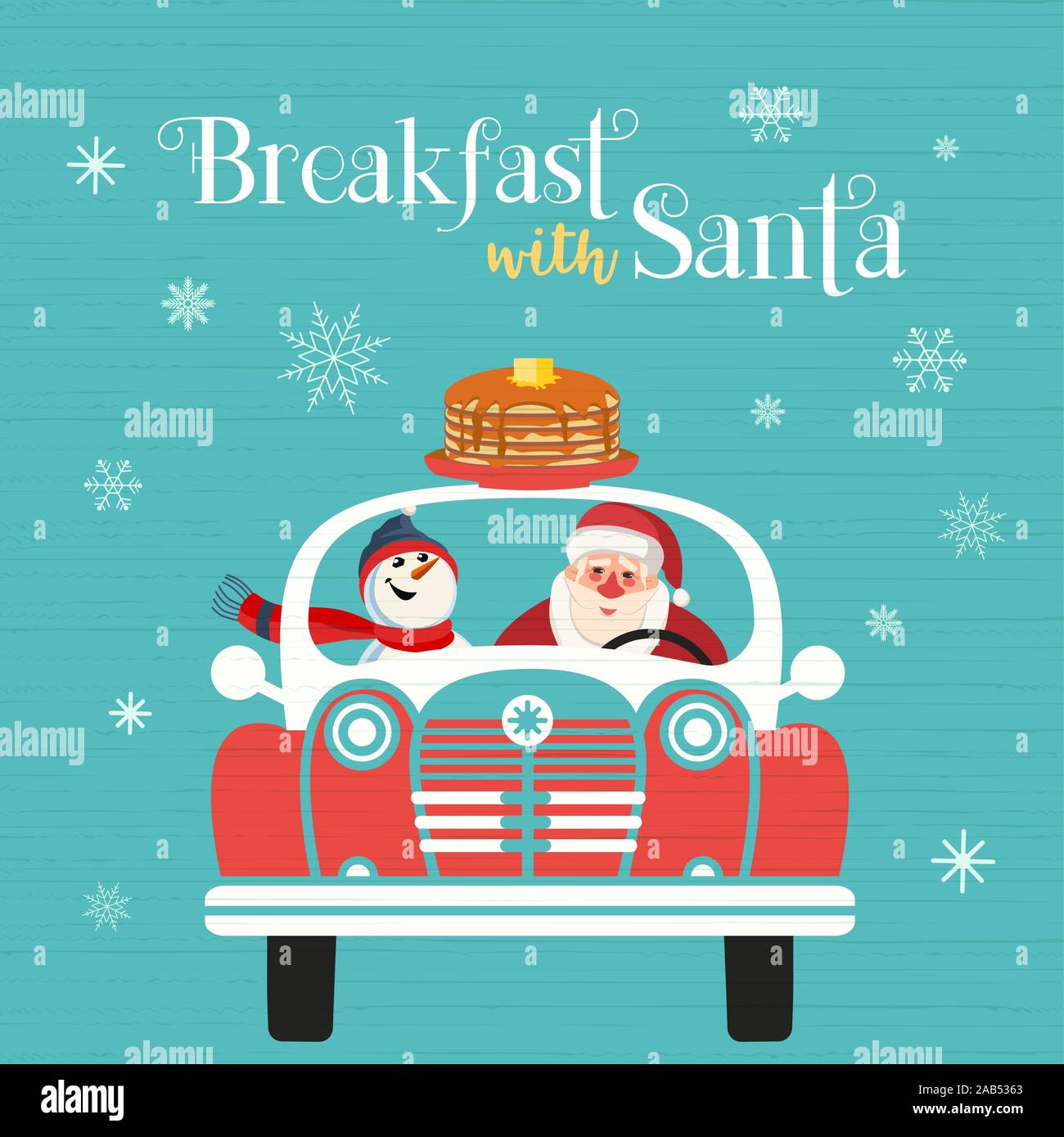 Breakfast with Santa Fancy Holiday vector poster Stock Vector