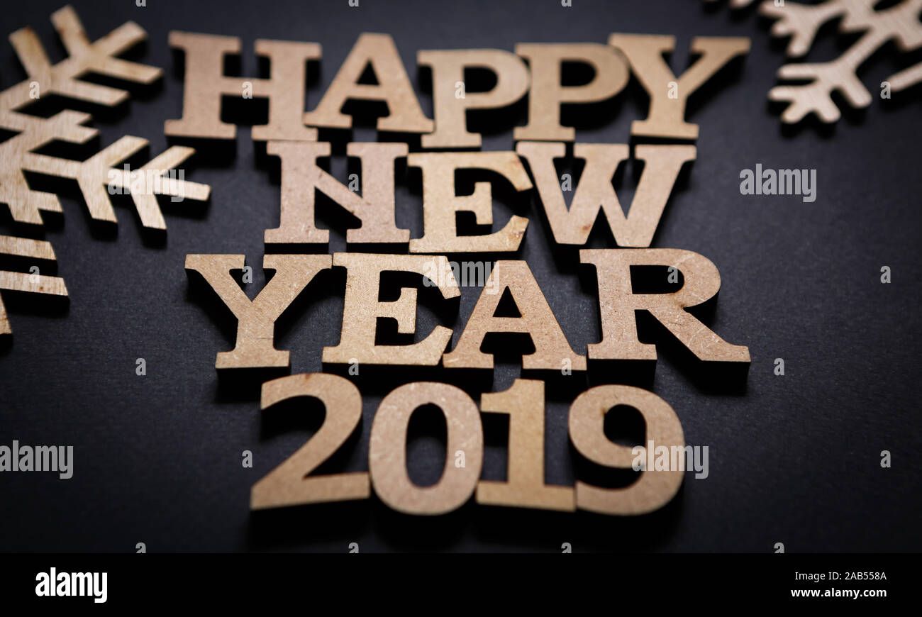 Wide Angle Happy New Year 19 Wallpaper Hand Made Poster With Rustic Wooden Letters Stock Photo Alamy