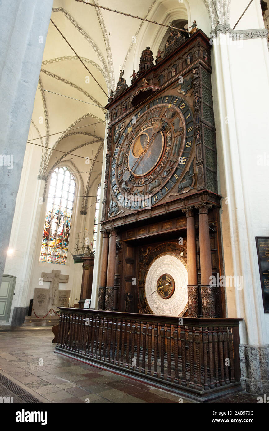15th Century Astronomical Clock in Neuer Markt Square, Rostock Stock