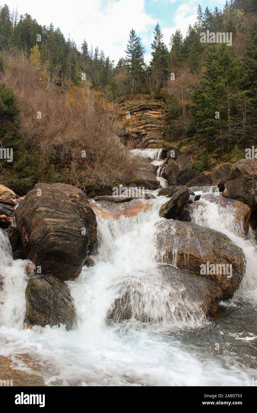 Mission Valley Falls in St Ignatius Montana in Late Autumn or Winter